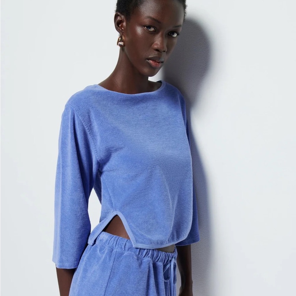 Nation LTD | Fallon Terry Cloth Popover in Wedgewood Size XS